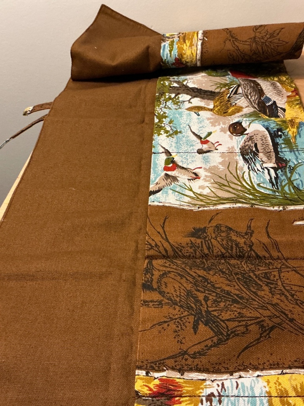 Canvas Tool Knife Pouch Roll Wrap tie Duck wildlife printed Organizer
